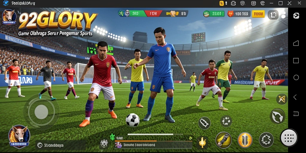 Tangkapan layar gameplay dari 92GLORY yang menunjukkan aksi olahraga yang seru.