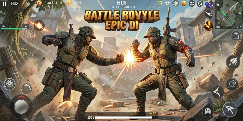 Tampilan seru gameplay H03 dalam pertempuran Battle Royale.