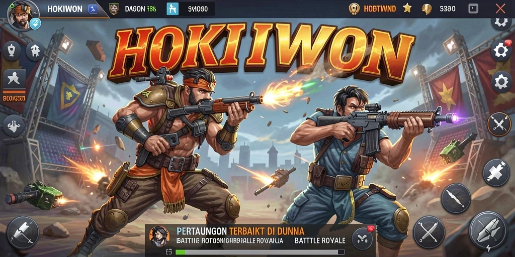 Gameplay seru HOKIWON dalam pertarungan Battle Royale.