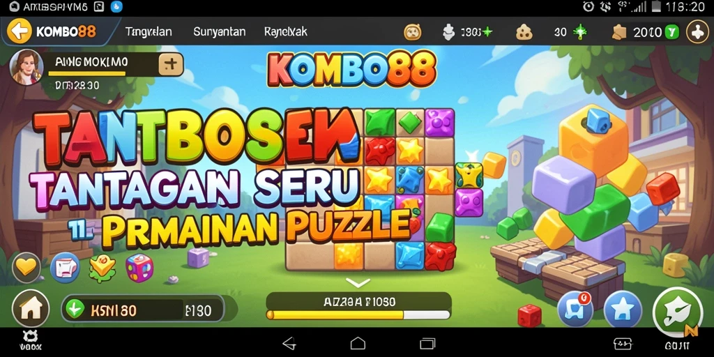 Screenshot utama menunjukkan pemain menyelesaikan puzzle yang kompleks.
