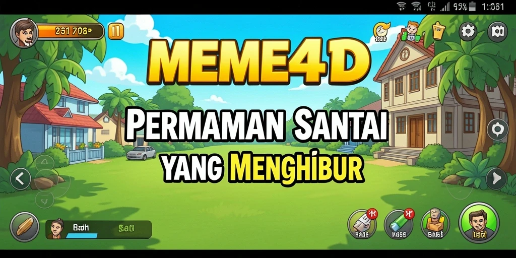 Tangkapan layar menunjukkan gameplay MEME4D yang menghibur dan penuh warna.