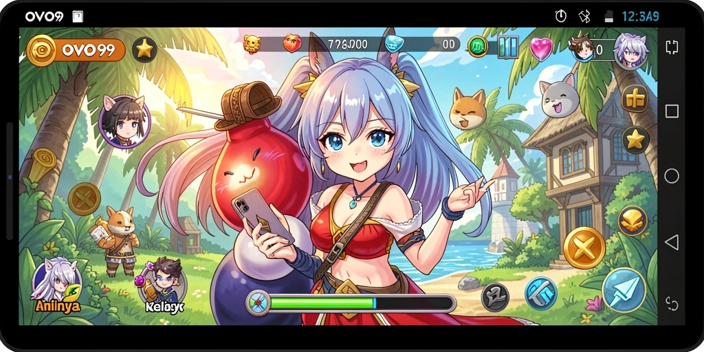 Tampilan gameplay OVO99 dengan aksi pertarungan karakter anime yang mendebarkan.