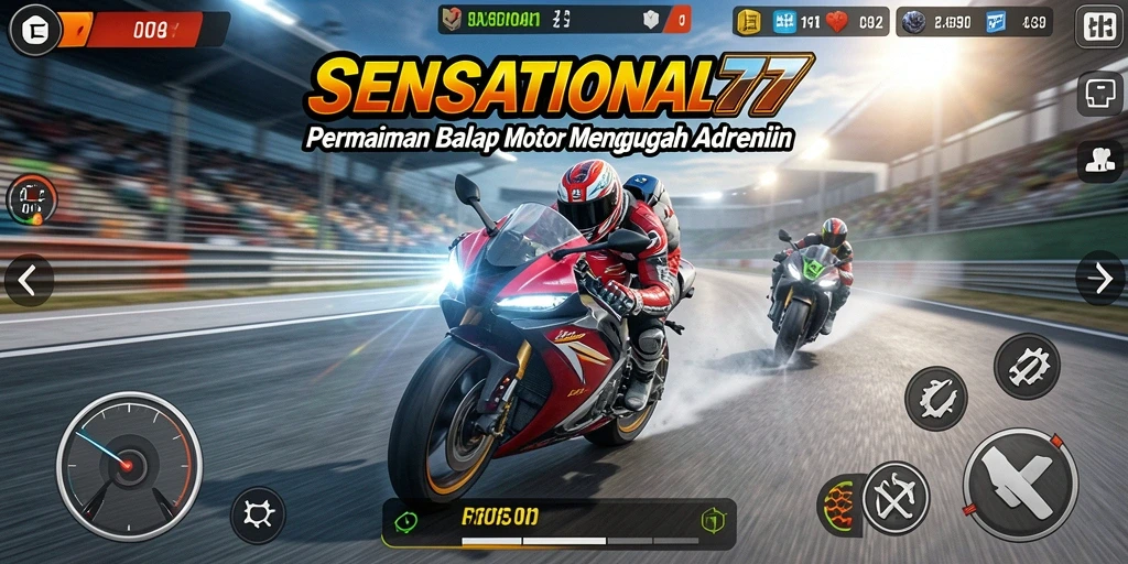 Tampilan visual menakjubkan gameplay balap motor SENSATIONAL77.
