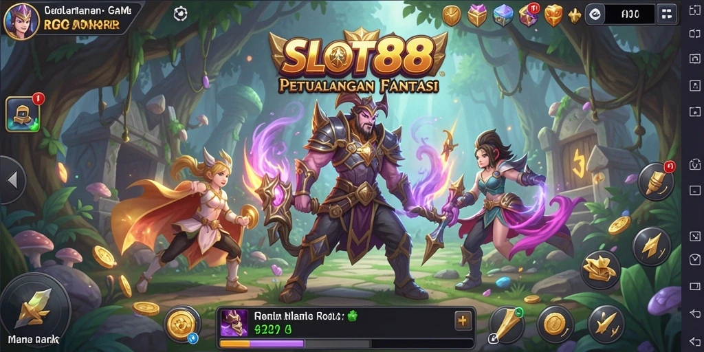 Tampilan gameplay menampilkan petualangan seru dalam SLOT88 dengan beragam karakter.